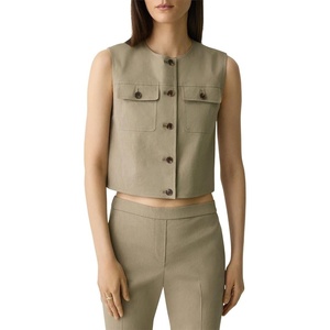 image:imageTheory Womens Linen Trucker VestBrown