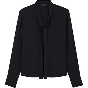 image:imageTheory Womens Silk Tie Neck BlouseBlack