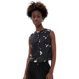 image:imageTheory Womens Sleeveless Button Down ShellBlack Multi  A0p