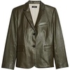 image:imageTheory Leather Classic Shrunken Jacket Green Slate 0