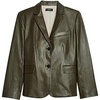image:imageTheory Leather Classic Shrunken Jacket Green Slate 4