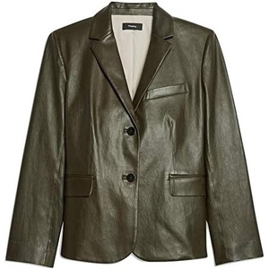 image:imageTheory Leather Classic Shrunken Jacket Green Slate 0