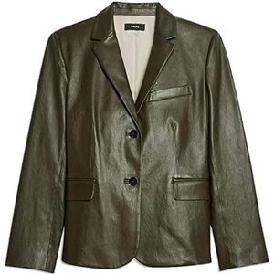 image:imageTheory Leather Classic Shrunken Jacket Green Slate 4